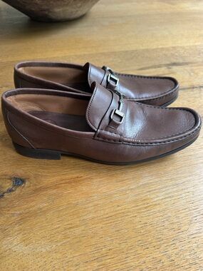Peter Millar Brown Leather Bit Loafers Size 9 M EUC